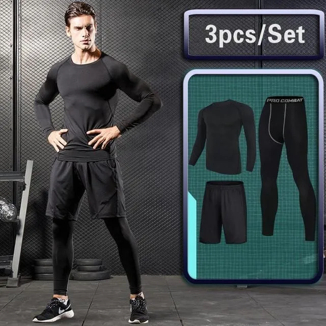 Tights Sports Men's Compression Sportswear Suits training  workout jogging Tracksuit Dry Fit