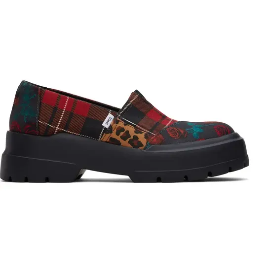 Toms Womens Alpargata Combat Low Lava Multi Tartan Patchwork Leopard