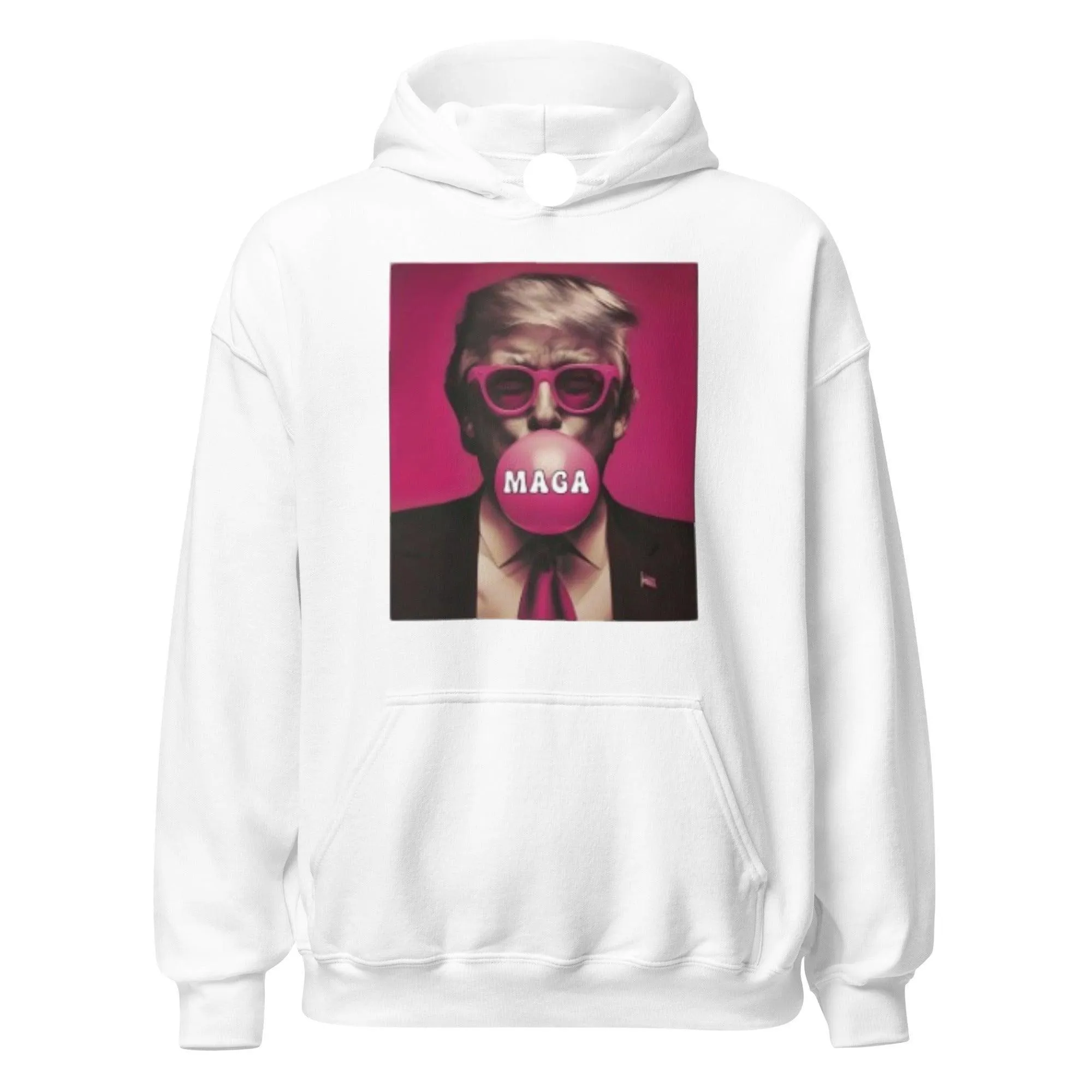 Trump Hoodie Pink Portrait Blowing Maga Bubblegum Blended Cotton Unisex Pullover