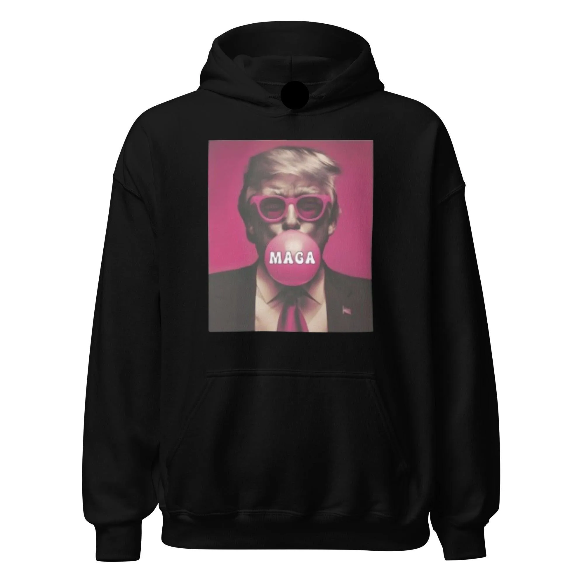 Trump Hoodie Pink Portrait Blowing Maga Bubblegum Blended Cotton Unisex Pullover