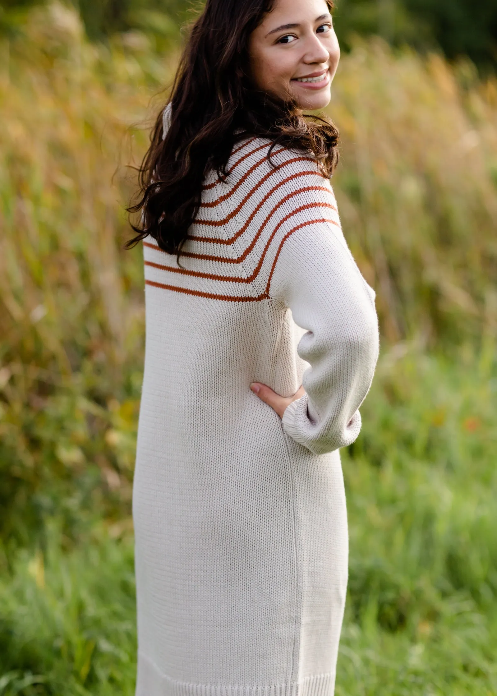 Turtle Neck Striped Sweater Midi Dress - FINAL SALE