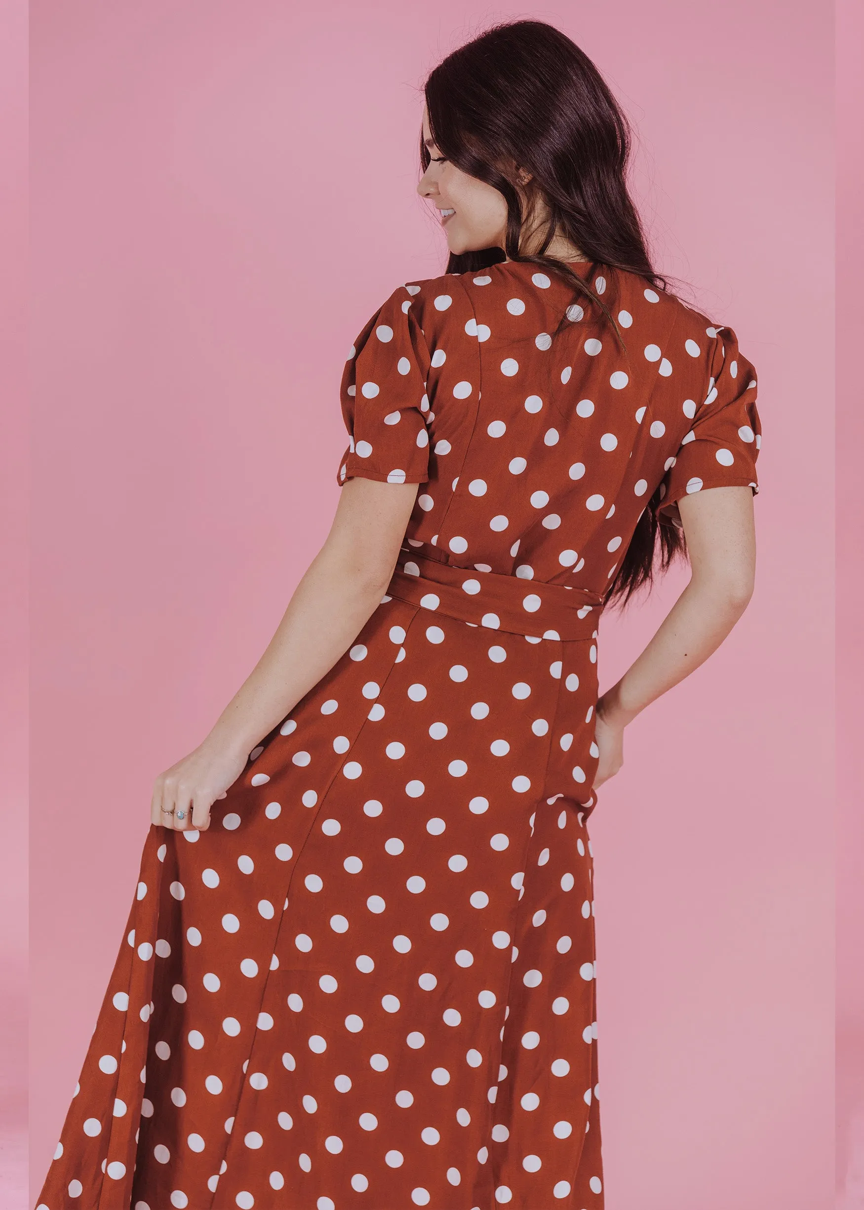 two-piece dress in polka dot