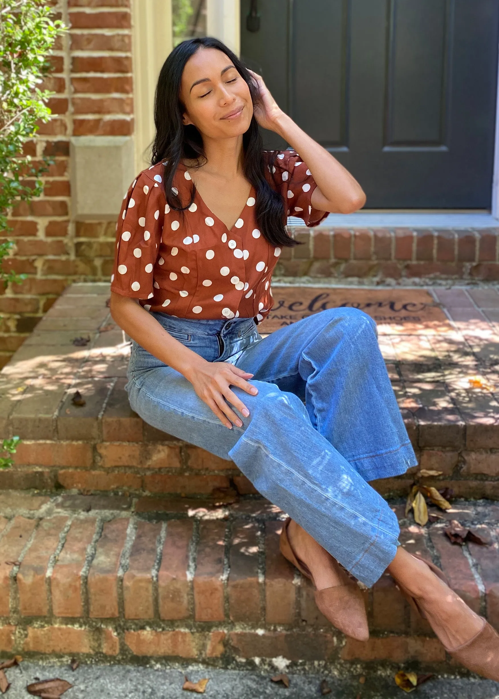 two-piece dress in polka dot