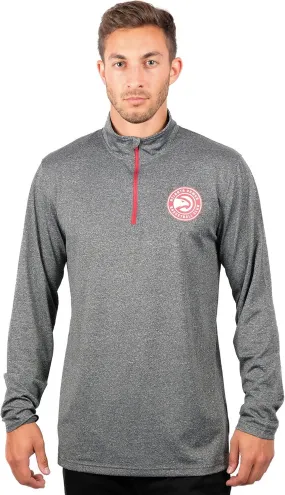 Ultra Game NBA Official Men’s Quarter Zip Long Sleeve Pullover T-Shirt - Unisex, Atlanta Hawks|Atlanta Hawks