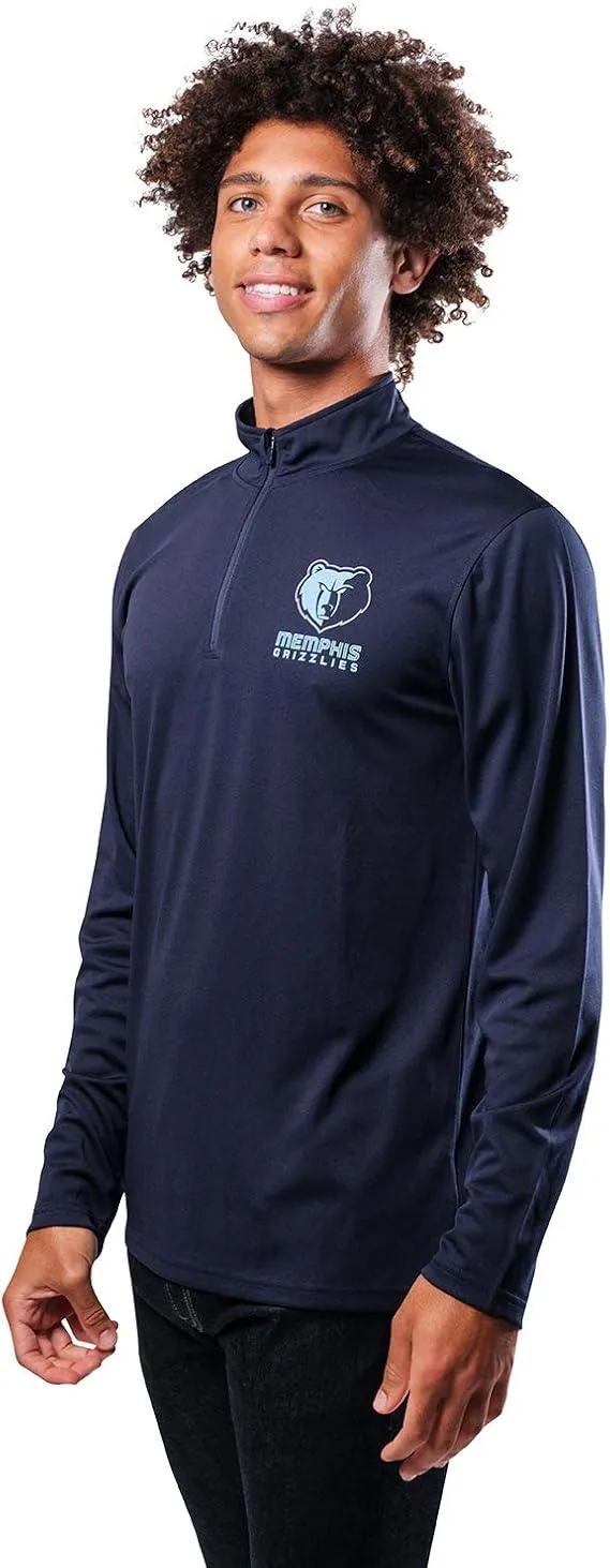 Ultra Game NBA Official Men’s Quarter Zip Long Sleeve Pullover T-Shirt - Unisex Memphis Grizzlies|Memphis Grizzlies