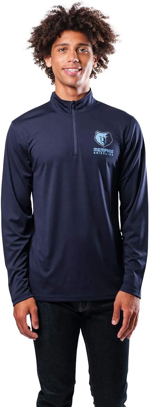 Ultra Game NBA Official Men’s Quarter Zip Long Sleeve Pullover T-Shirt - Unisex Memphis Grizzlies|Memphis Grizzlies