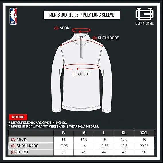 Ultra Game NBA Official Men’s Quarter Zip Long Sleeve Pullover T-Shirt - Unisex Memphis Grizzlies|Memphis Grizzlies