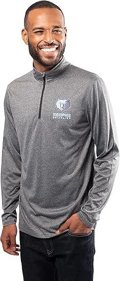 Ultra Game NBA Official Men’s Quarter Zip Long Sleeve Pullover T-Shirt - Unisex Memphis Grizzlies|Memphis Grizzlies