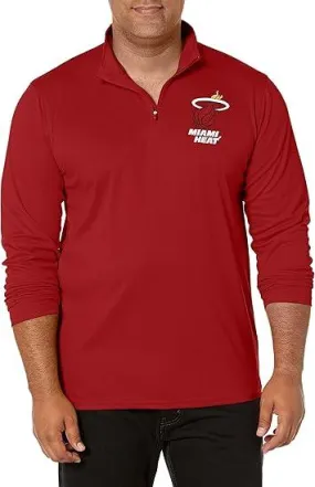 Ultra Game NBA Official Men’s Quarter Zip Long Sleeve Pullover T-Shirt - Unisex Miami Heat|Miami Heat