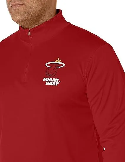 Ultra Game NBA Official Men’s Quarter Zip Long Sleeve Pullover T-Shirt - Unisex Miami Heat|Miami Heat