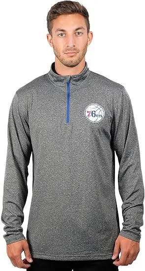 Ultra Game NBA Official Men’s Quarter Zip Long Sleeve Pullover T-Shirt - Unisex Philadelphia 76ers|Philadelphia 76ers