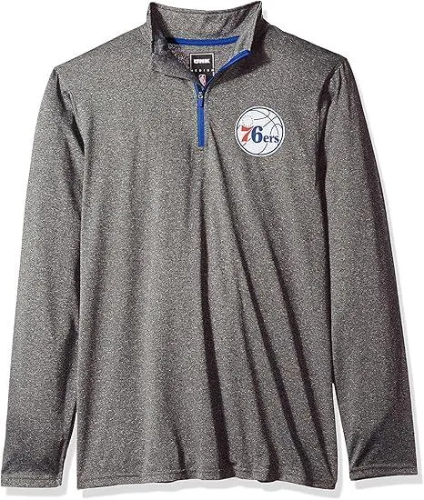 Ultra Game NBA Official Men’s Quarter Zip Long Sleeve Pullover T-Shirt - Unisex Philadelphia 76ers|Philadelphia 76ers