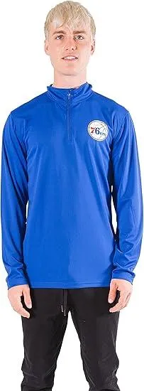 Ultra Game NBA Official Men’s Quarter Zip Long Sleeve Pullover T-Shirt - Unisex Philadelphia 76ers|Philadelphia 76ers