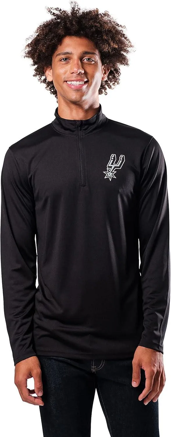 Ultra Game NBA Official Men’s Quarter Zip Long Sleeve Pullover T-Shirt - Unisex San Antonio Spurs|San Antonio Spurs