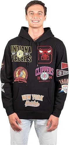 Ultra Game NBA Official Men’s Soft Fleece Pullover Hoodie Sweatshirt - Unisex, Multi-Team, Black|Multi-Team