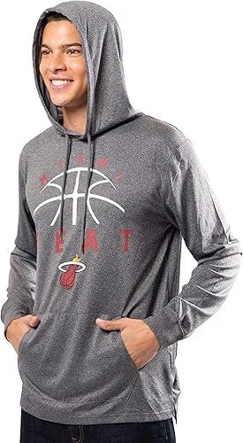 Ultra Game NBA Official Men’s Super Soft Lightweight Pullover Hoodie Sweatshirt - Unisex, Miami Heat, Heather Charcoal|Miami Heat