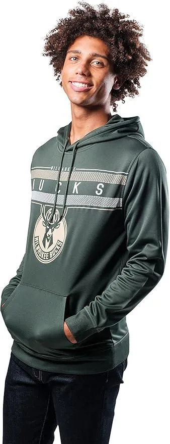 Ultra Game NBA Official Men’s Super Soft Midtown Hoodie Pullover Sweatshirt - Unisex, Milwaukee Bucks|Milwaukee Bucks