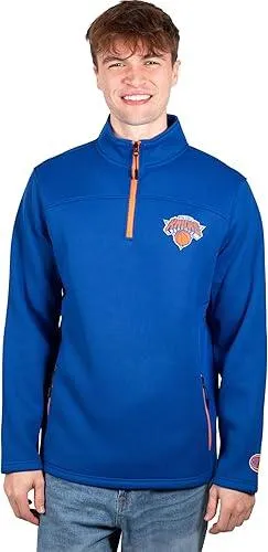 Ultra Game NBA Official Men’s Super Soft  Quarter Zip Pullover Sweatshirt with Zipper Pockets - Unisex, New York Knicks, Team Color|New York Knicks