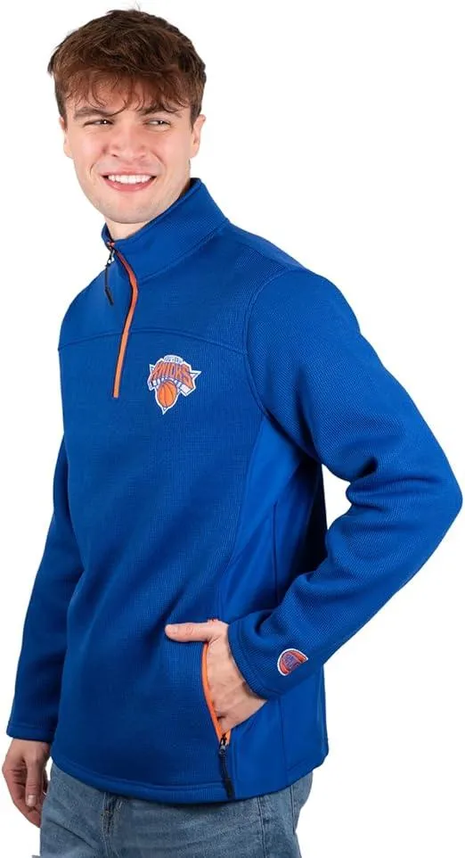 Ultra Game NBA Official Men’s Super Soft  Quarter Zip Pullover Sweatshirt with Zipper Pockets - Unisex, New York Knicks, Team Color|New York Knicks