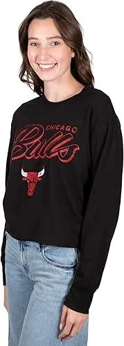 Ultra Game NBA Official Women's Super-Soft Crop Top Shirt, Chicago Bulls|Chicago Bulls