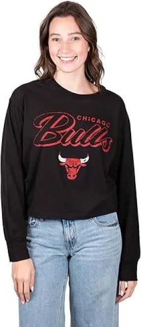 Ultra Game NBA Official Women's Super-Soft Crop Top Shirt, Chicago Bulls|Chicago Bulls