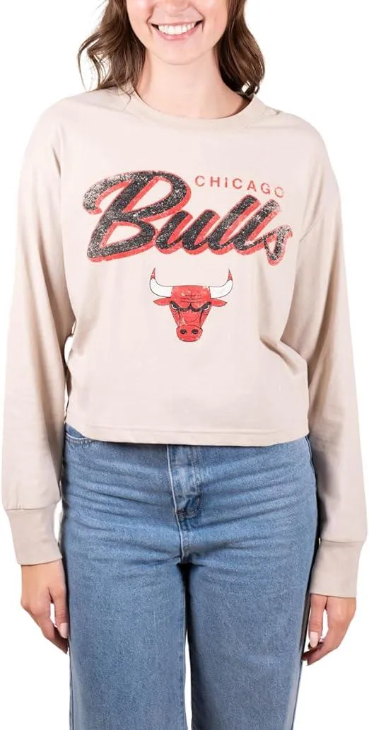 Ultra Game NBA Official Women's Super-Soft Crop Top Shirt, Chicago Bulls|Chicago Bulls