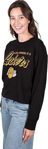 Ultra Game NBA Official Women's Super-Soft Crop Top Shirt, Los Angeles Lakers|Los Angeles Lakers