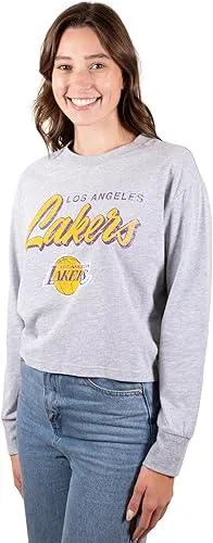 Ultra Game NBA Official Women's Super-Soft Crop Top Shirt, Los Angeles Lakers|Los Angeles Lakers