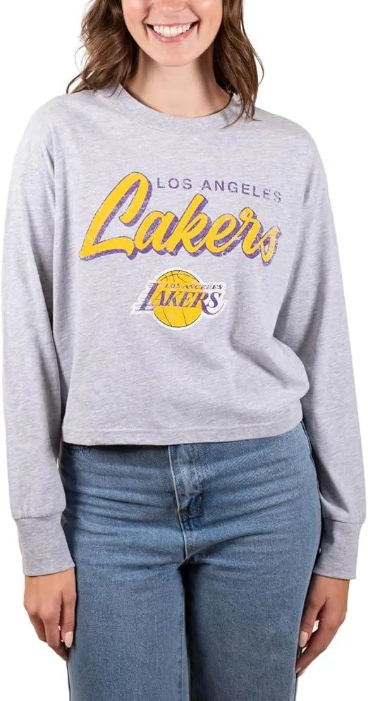 Ultra Game NBA Official Women's Super-Soft Crop Top Shirt, Los Angeles Lakers|Los Angeles Lakers