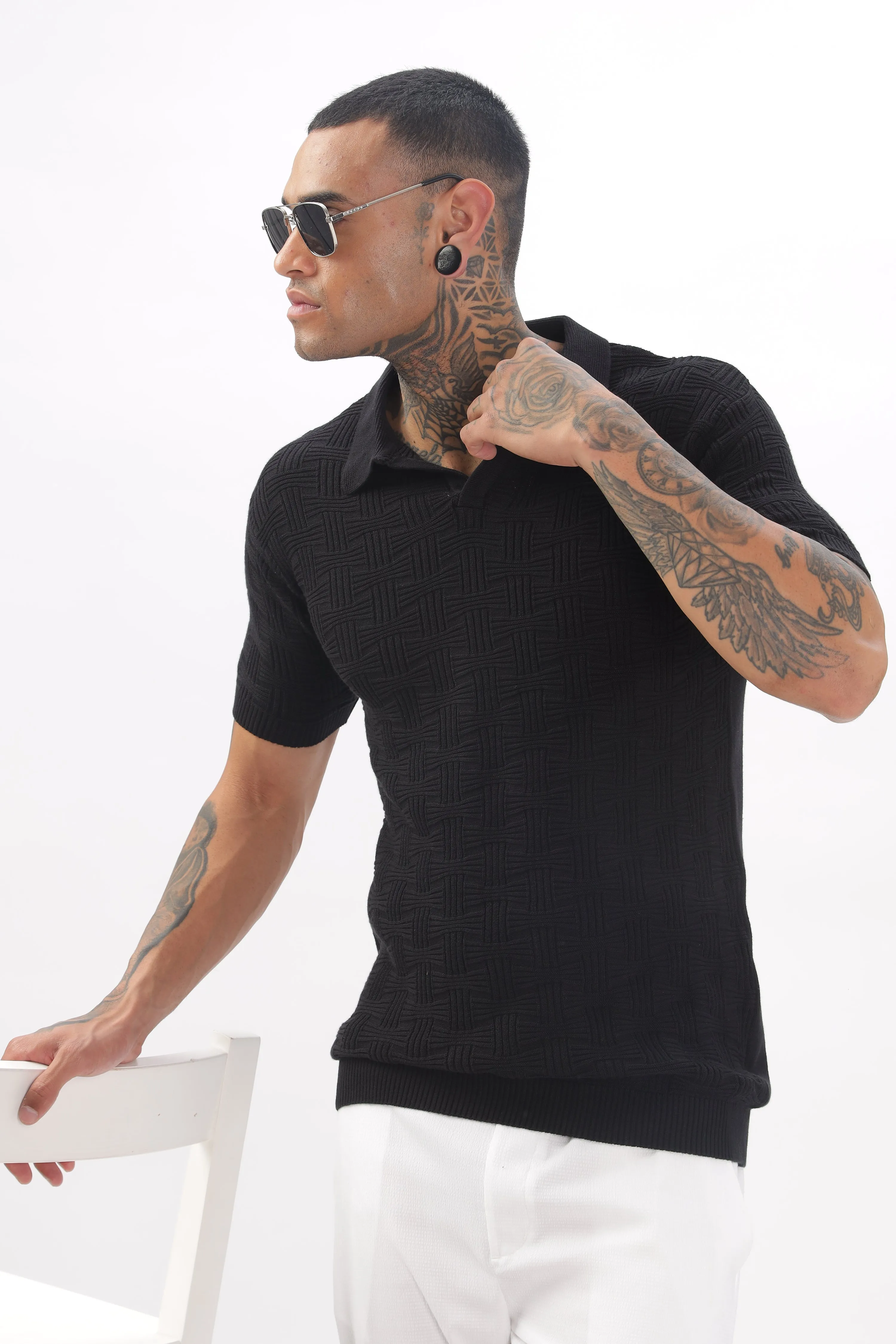 Urban Grid Polo Black T-shirt