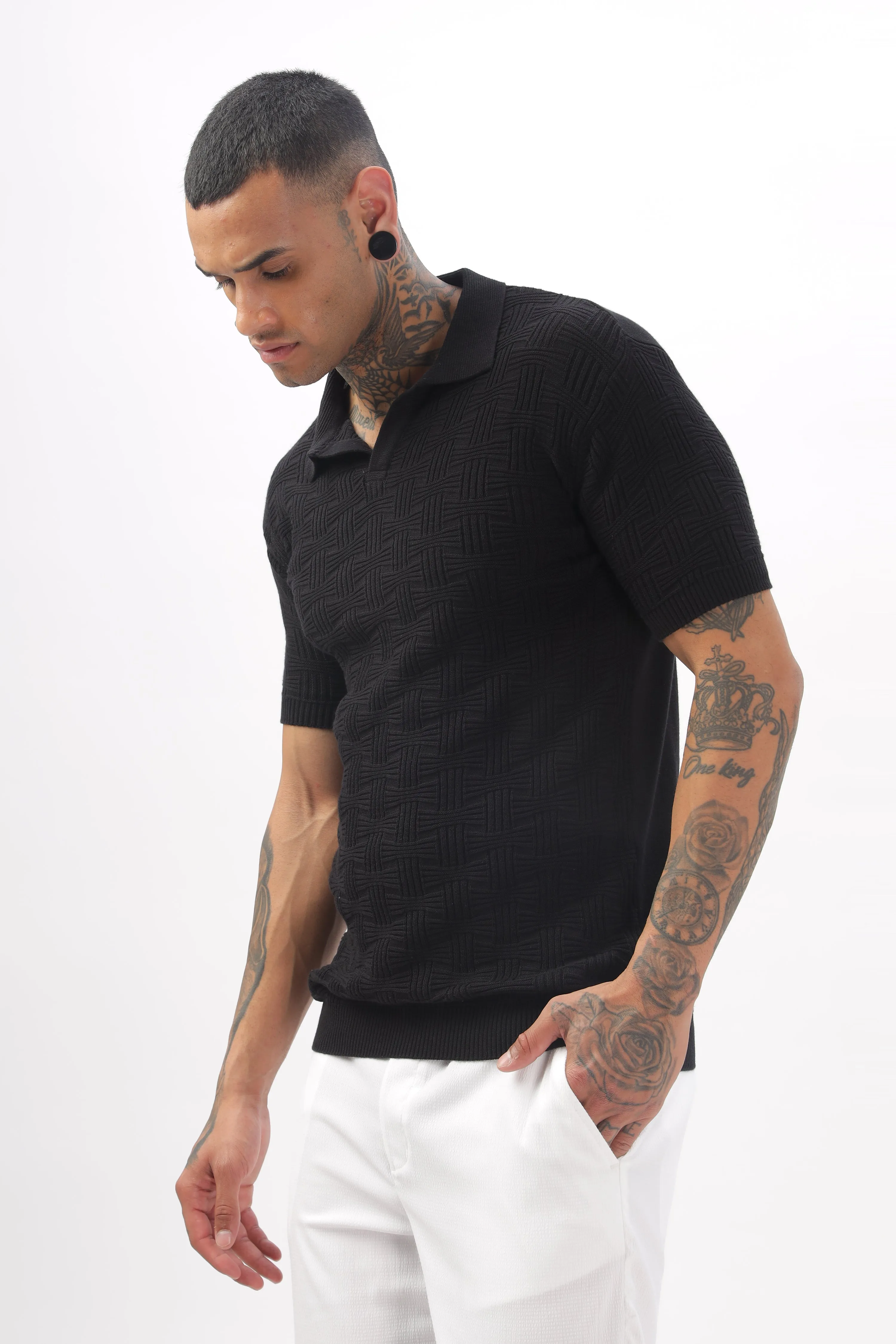 Urban Grid Polo Black T-shirt