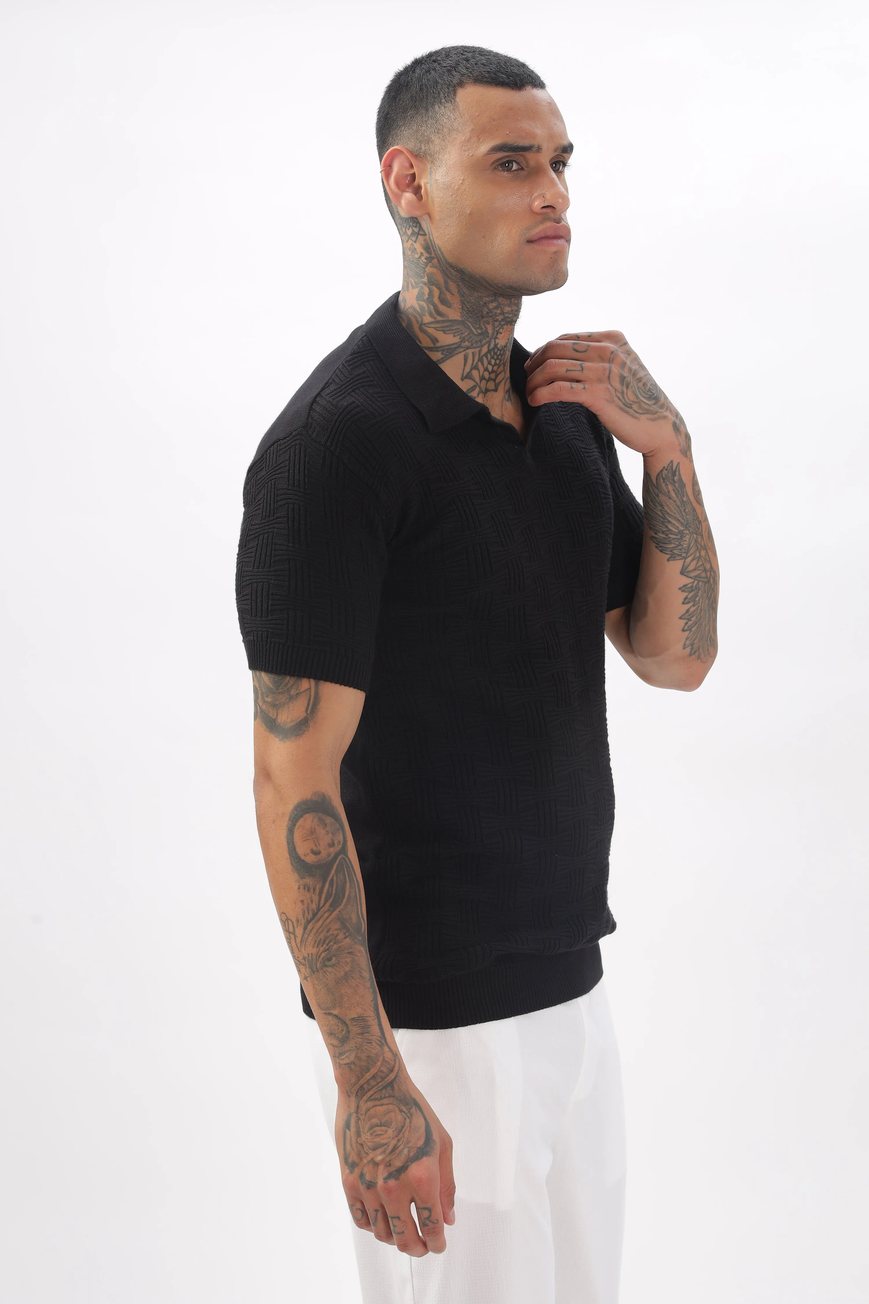 Urban Grid Polo Black T-shirt