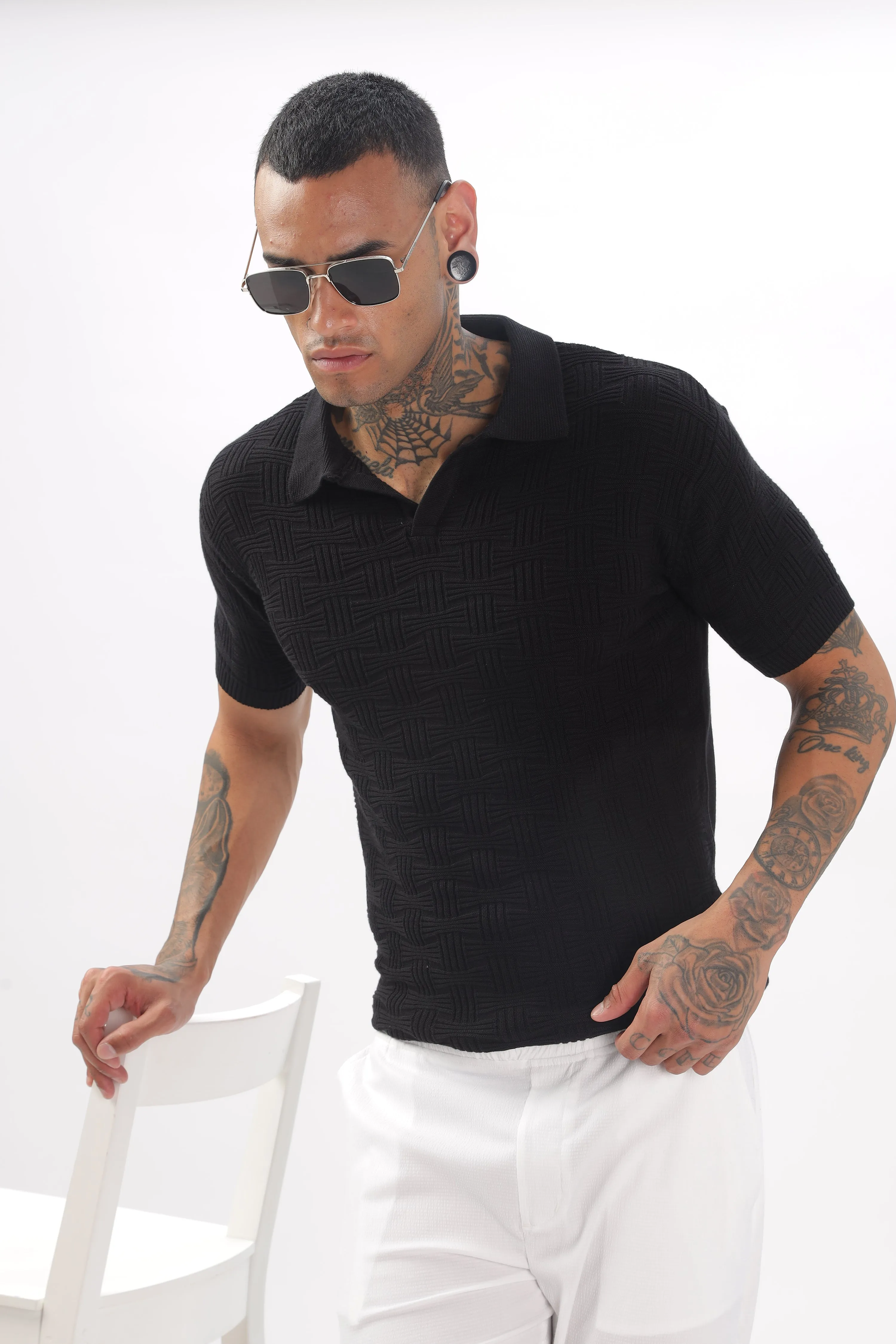 Urban Grid Polo Black T-shirt