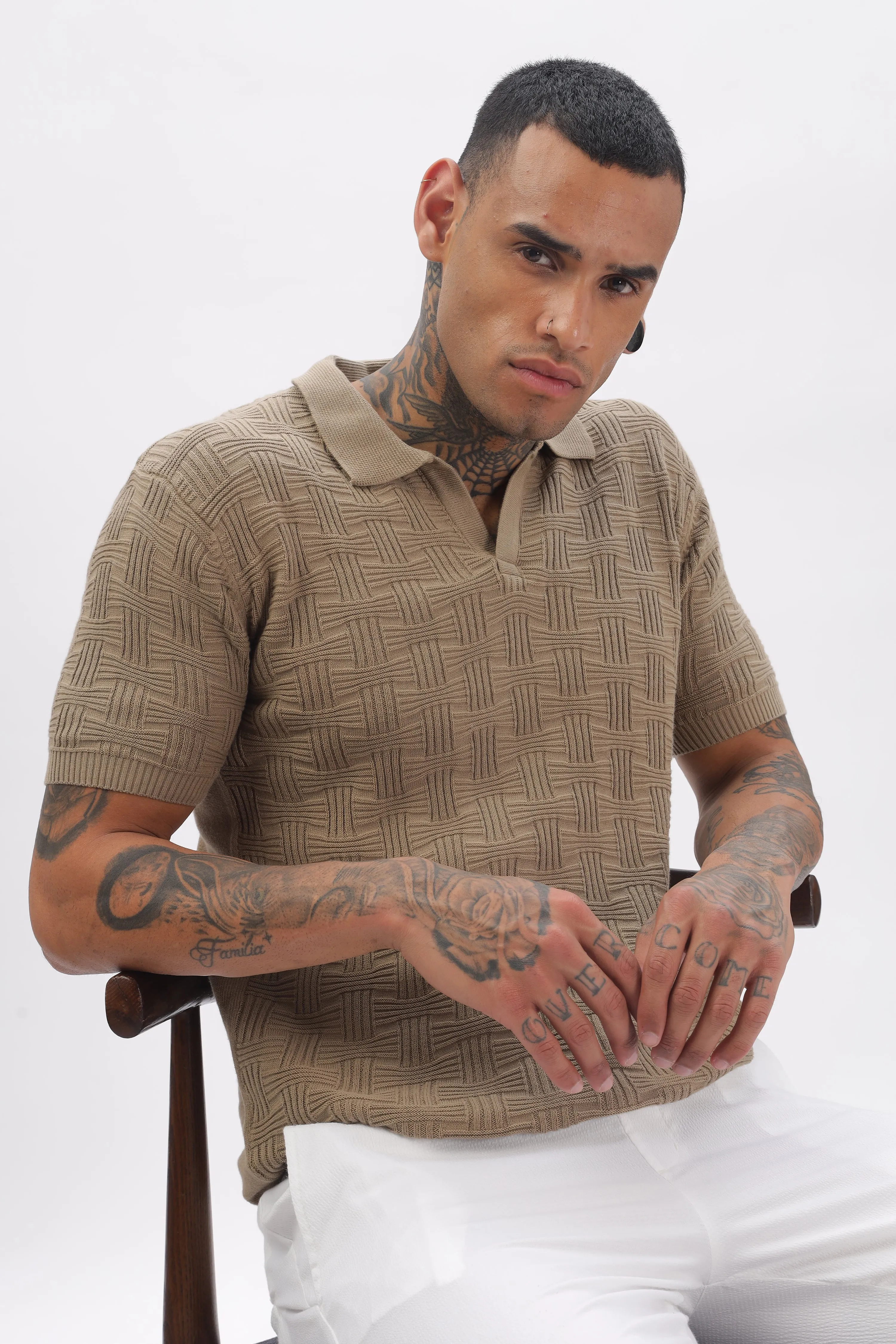 Urban Grid Polo Brown T-shirt