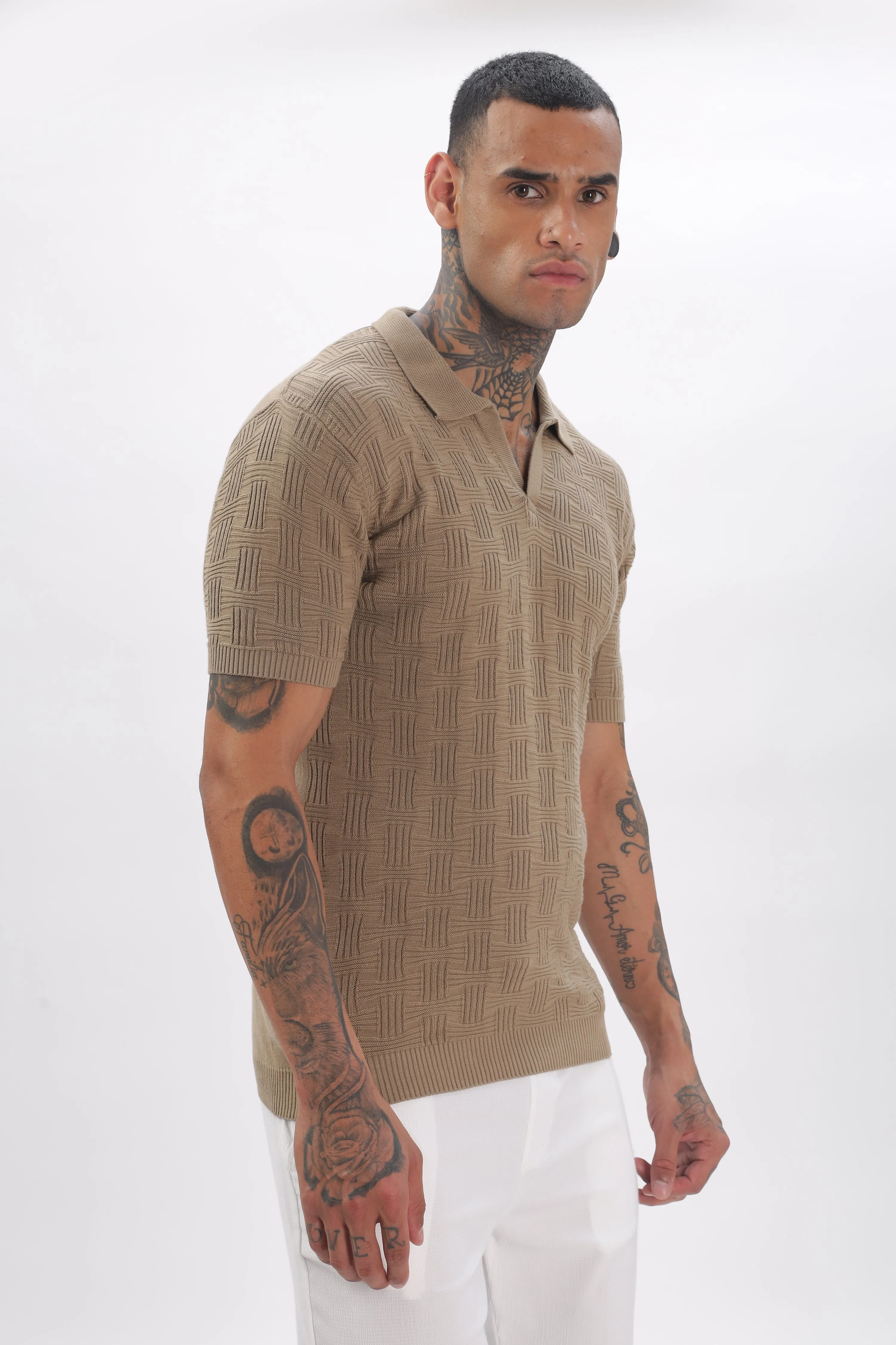 Urban Grid Polo Brown T-shirt