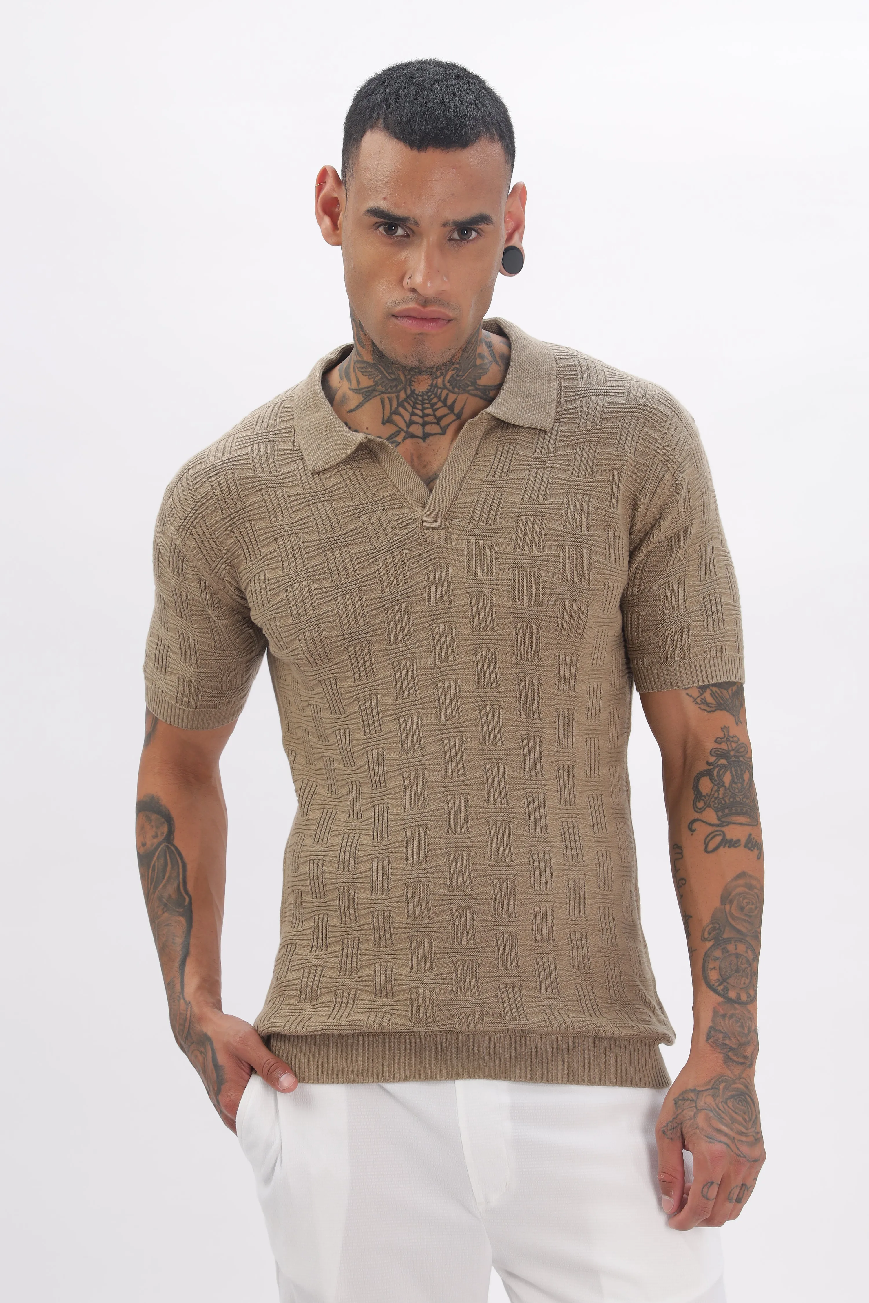 Urban Grid Polo Brown T-shirt