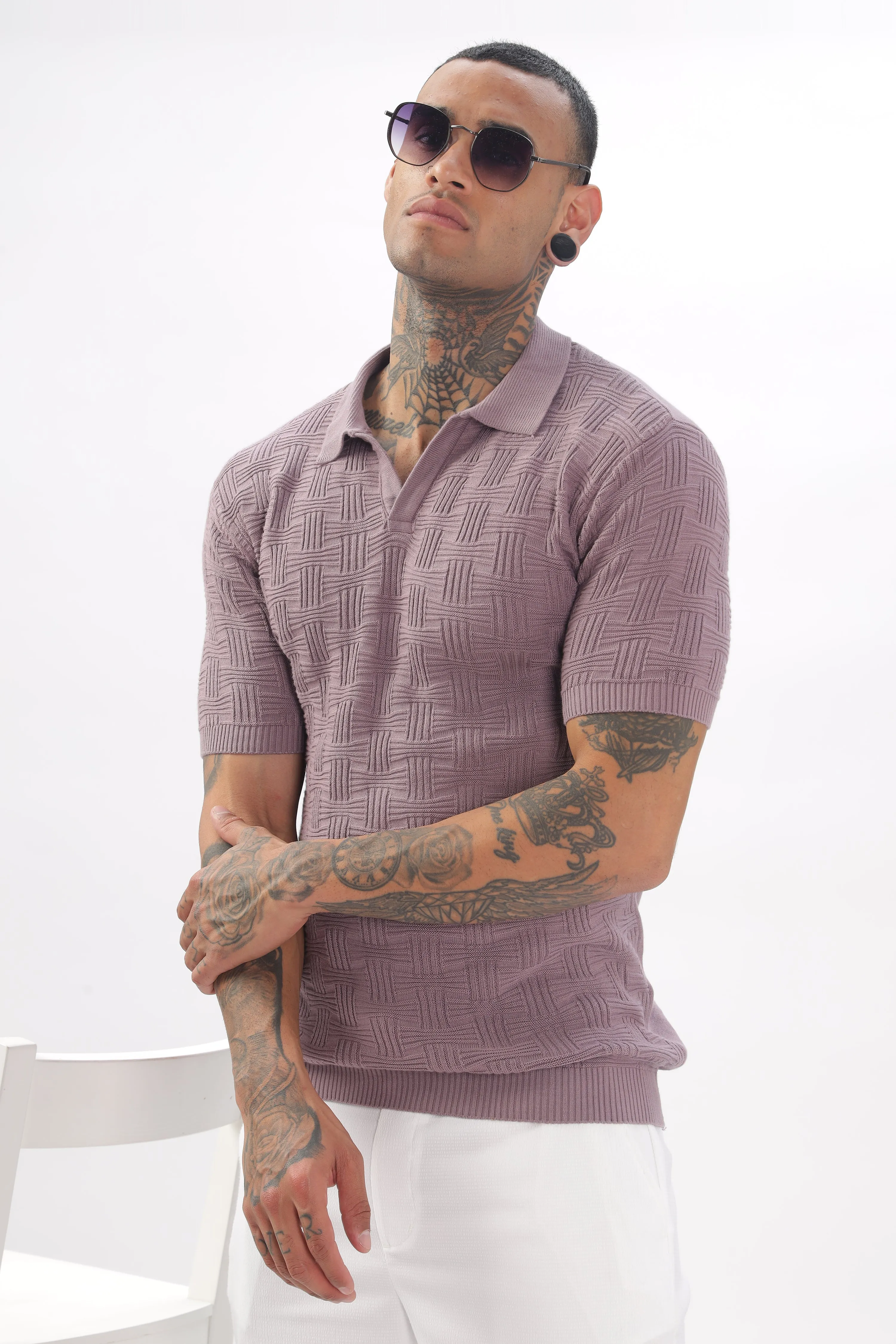 Urban Grid Polo Pink T-shirt