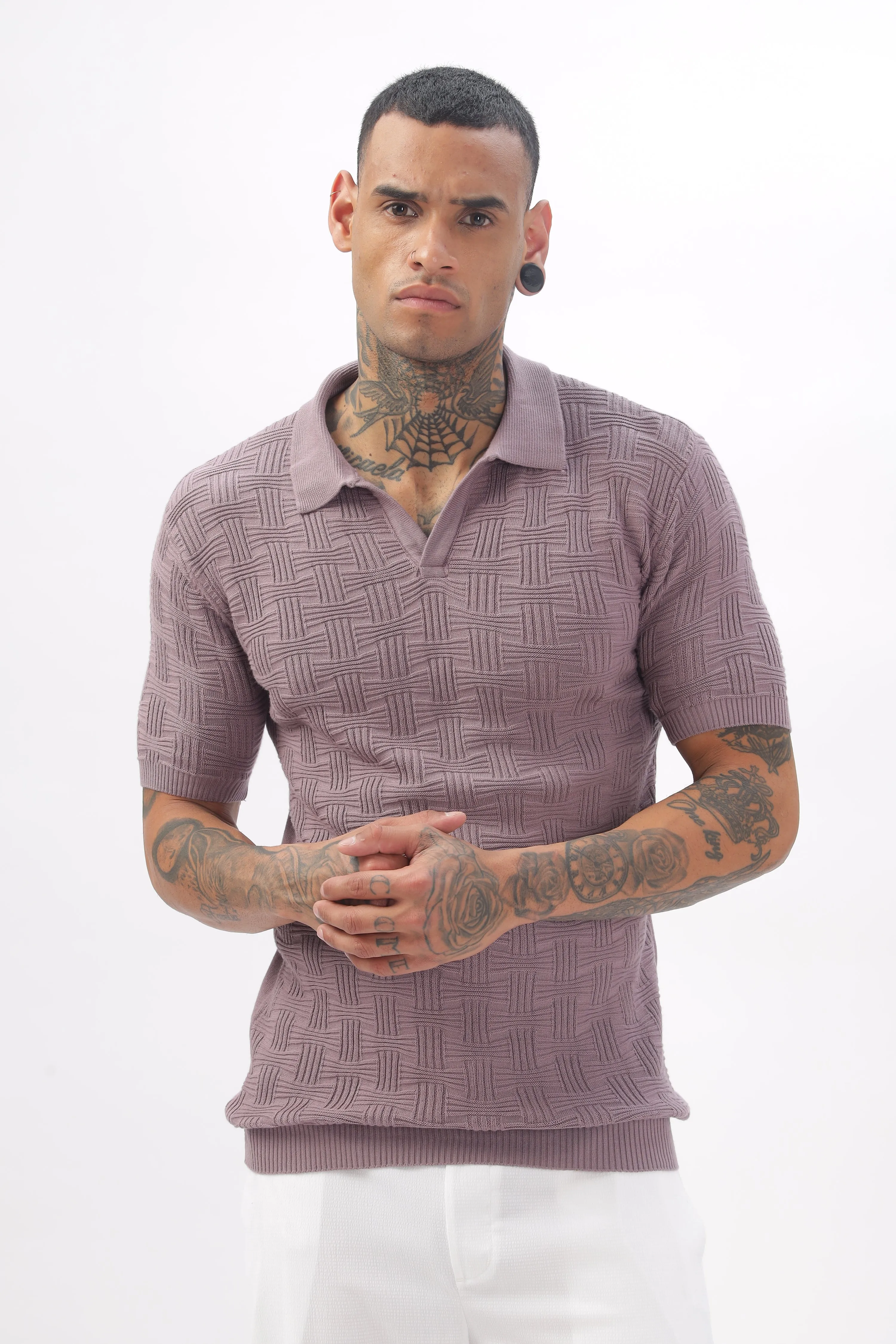 Urban Grid Polo Pink T-shirt