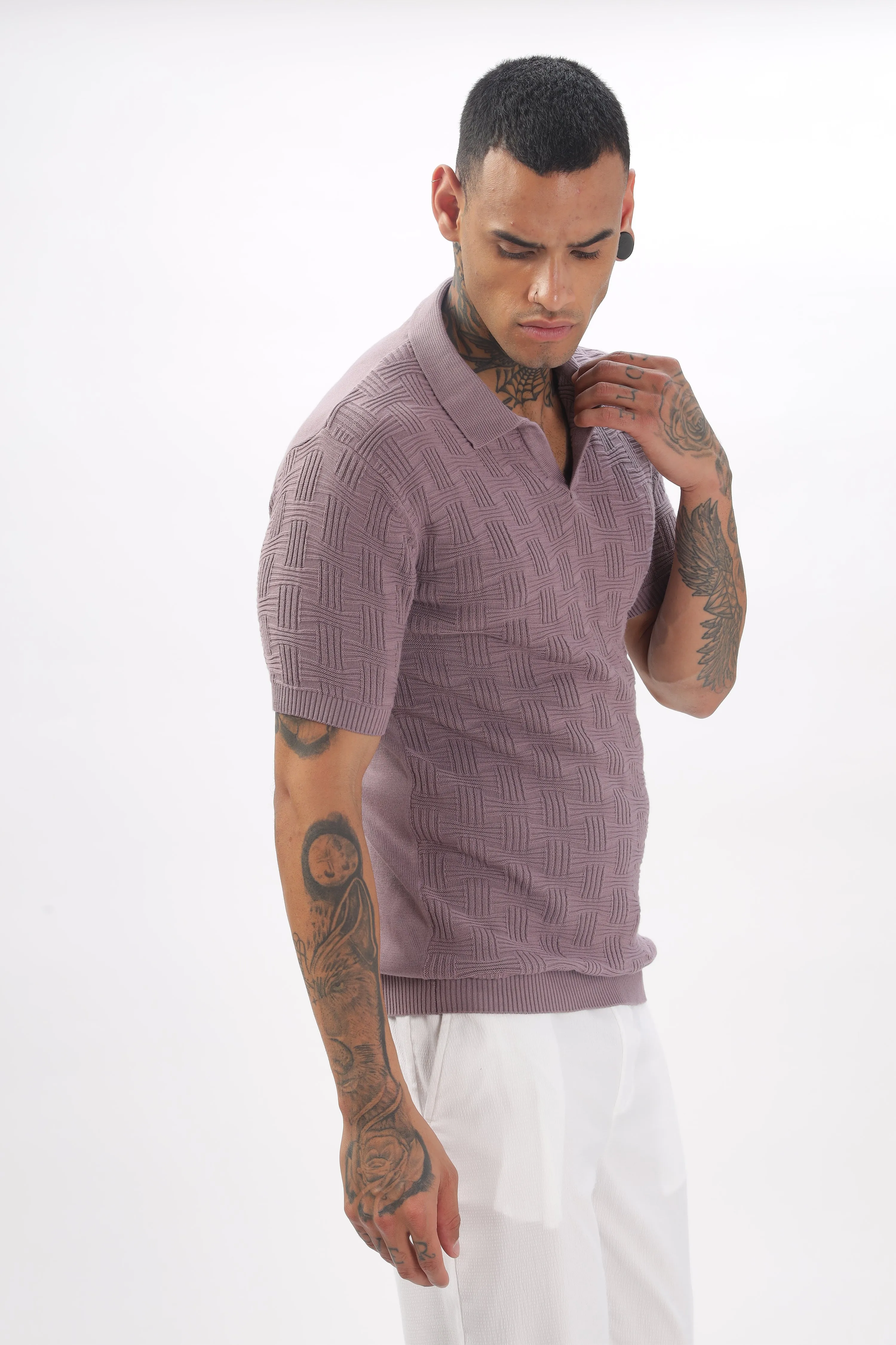 Urban Grid Polo Pink T-shirt