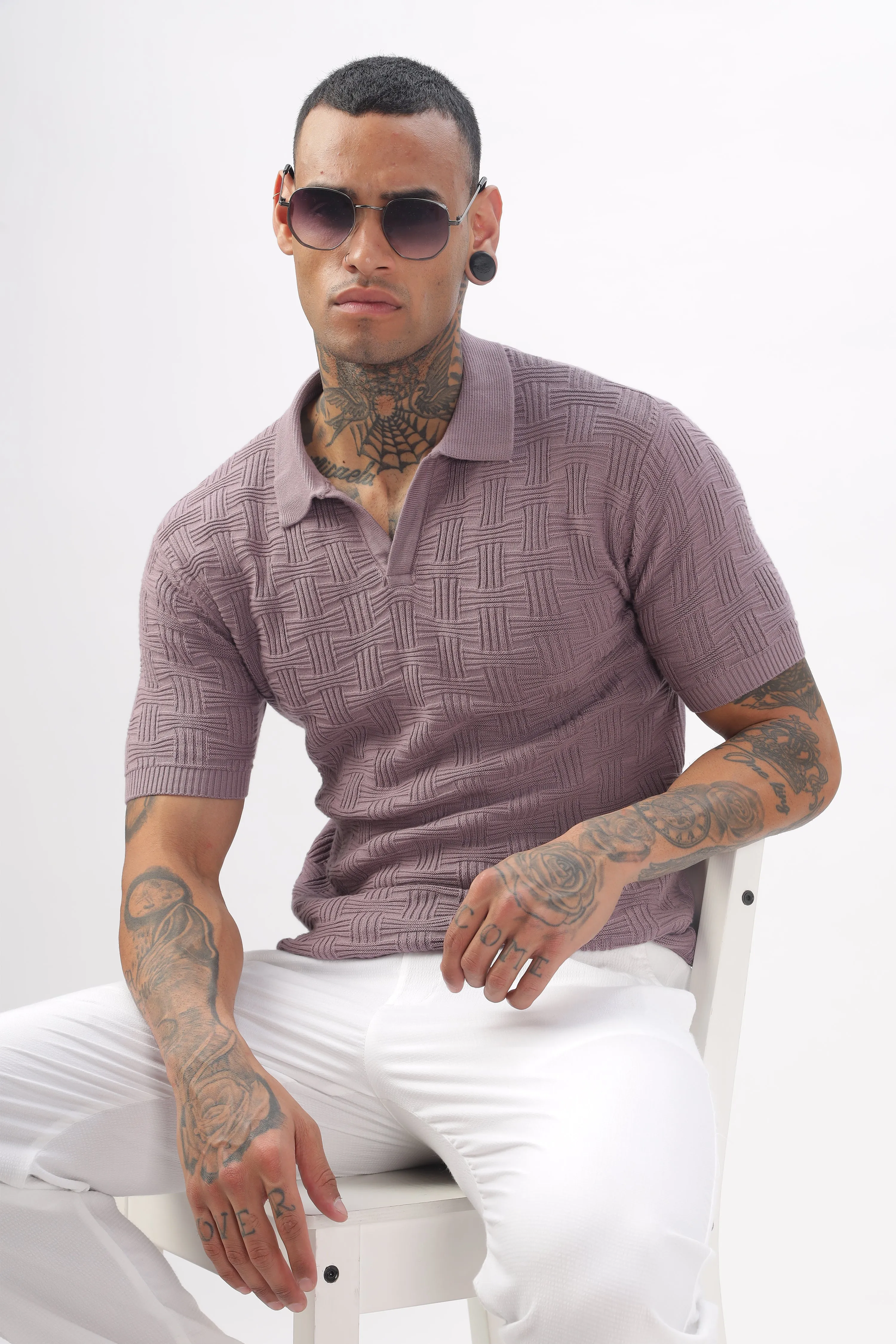 Urban Grid Polo Pink T-shirt