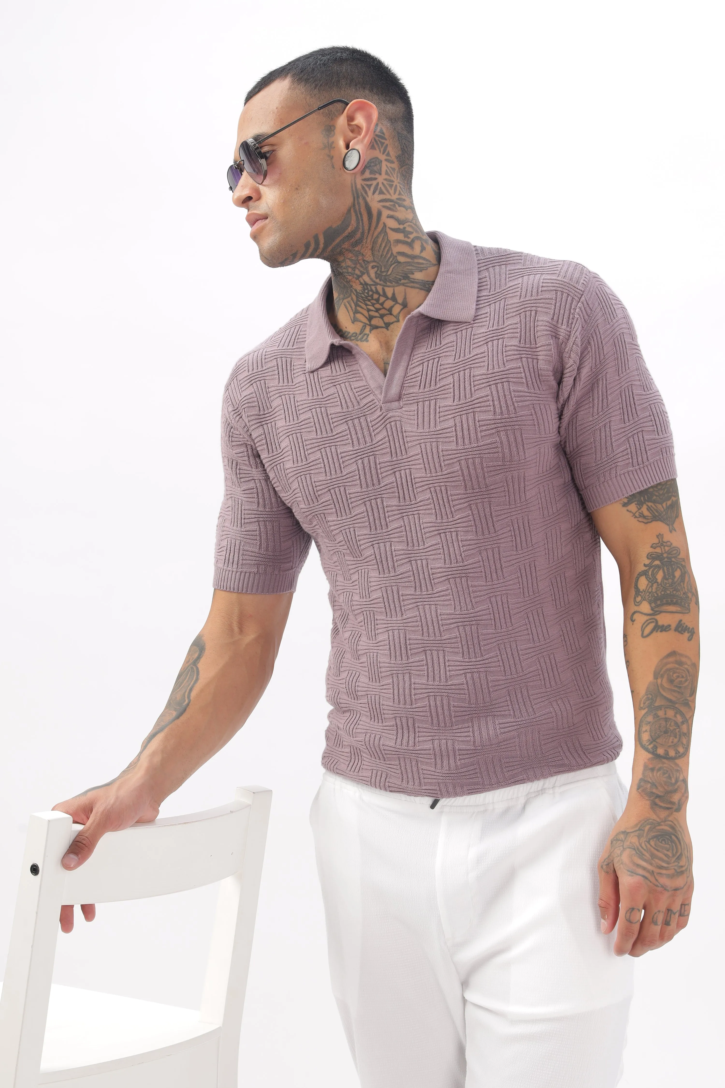 Urban Grid Polo Pink T-shirt