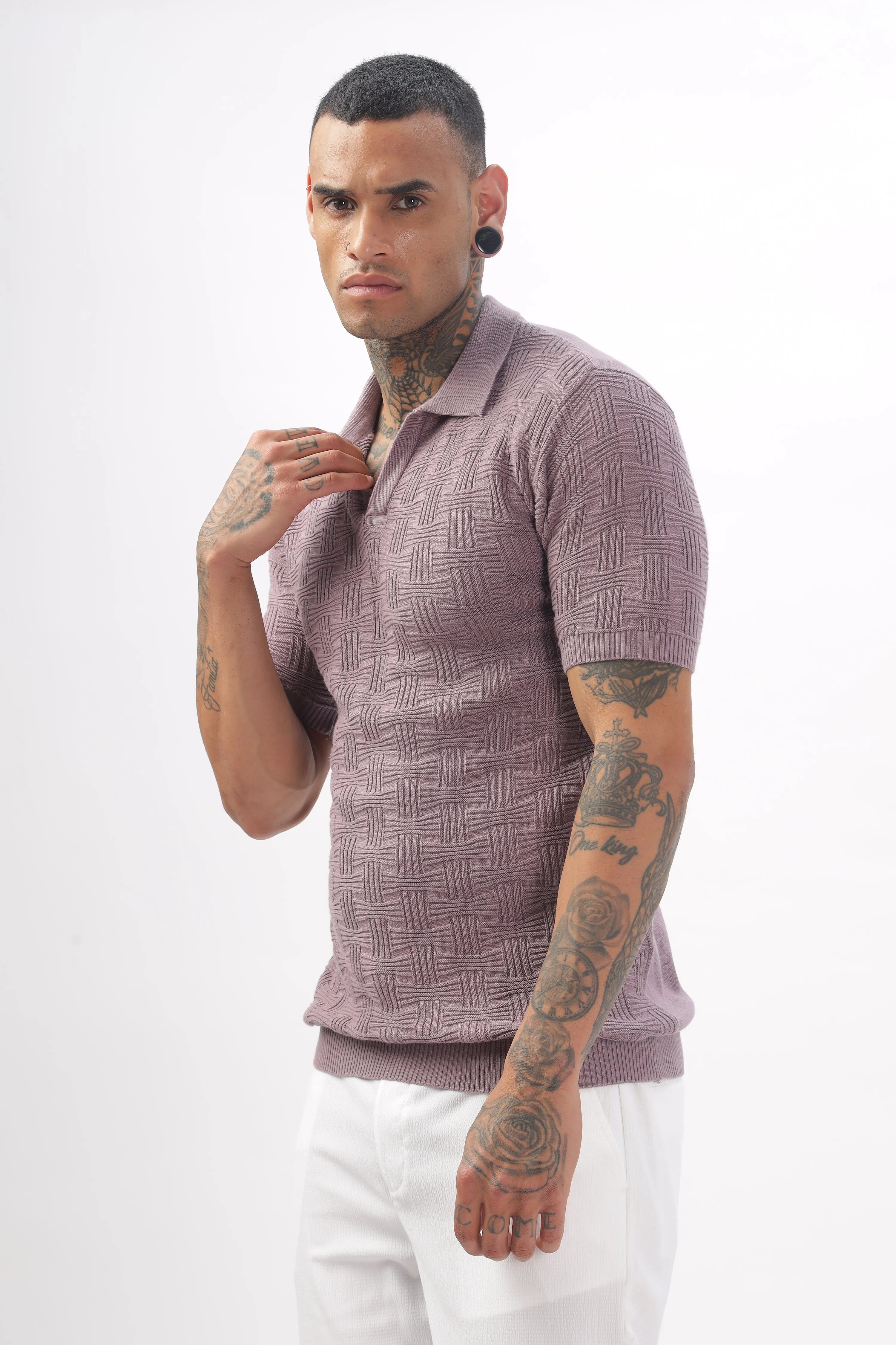 Urban Grid Polo Pink T-shirt