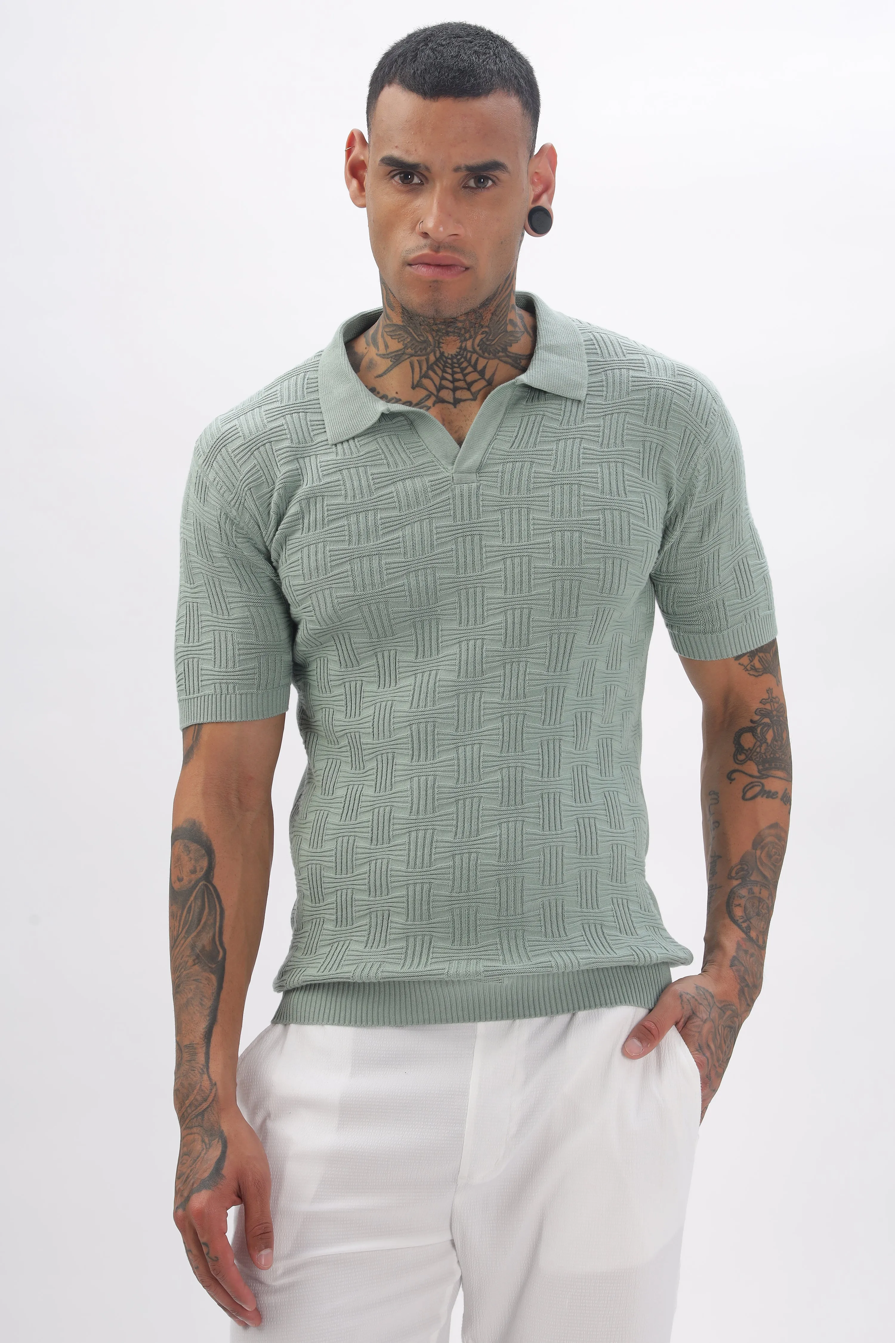 Urban Grid Polo Turqoise T-shirt