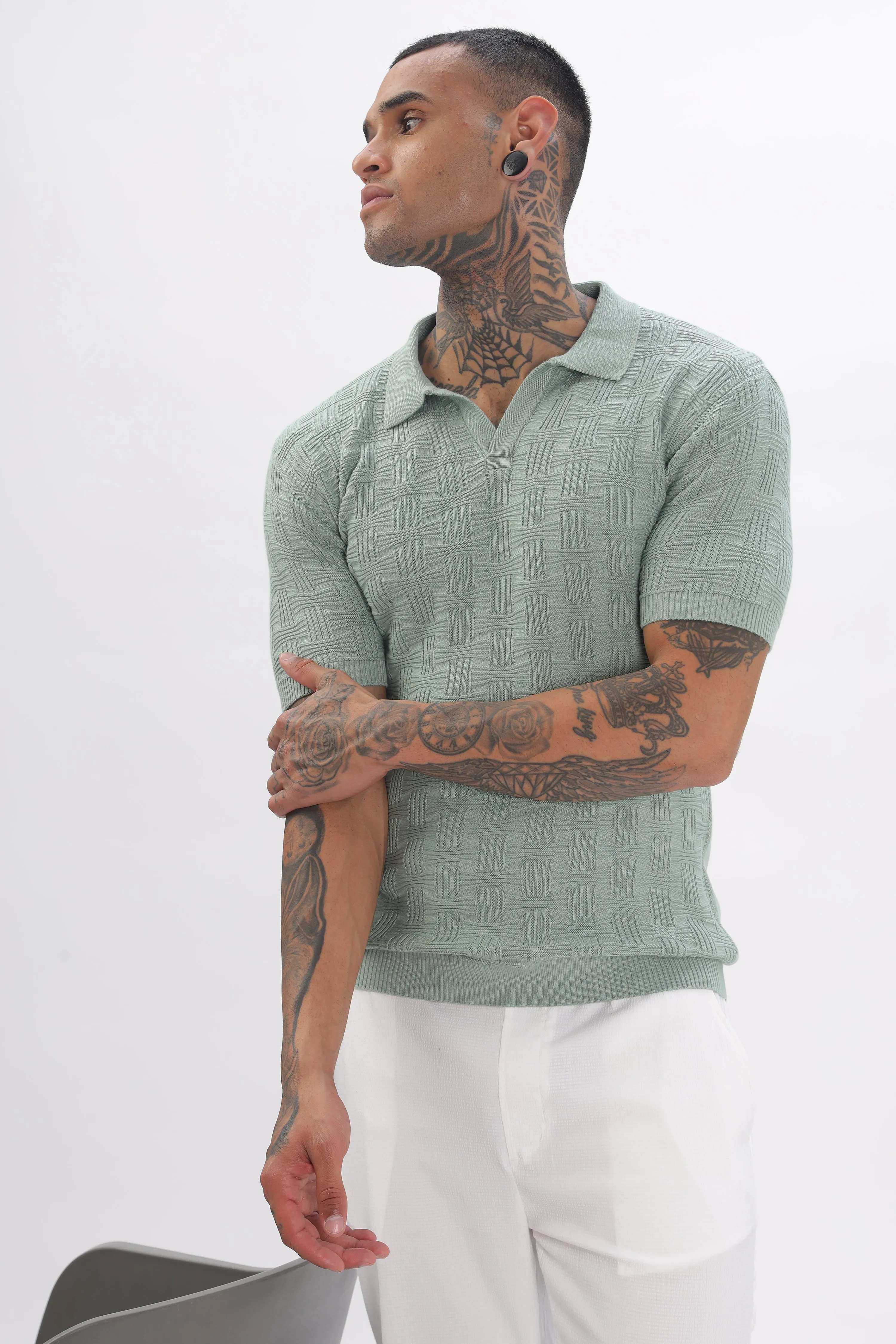 Urban Grid Polo Turqoise T-shirt