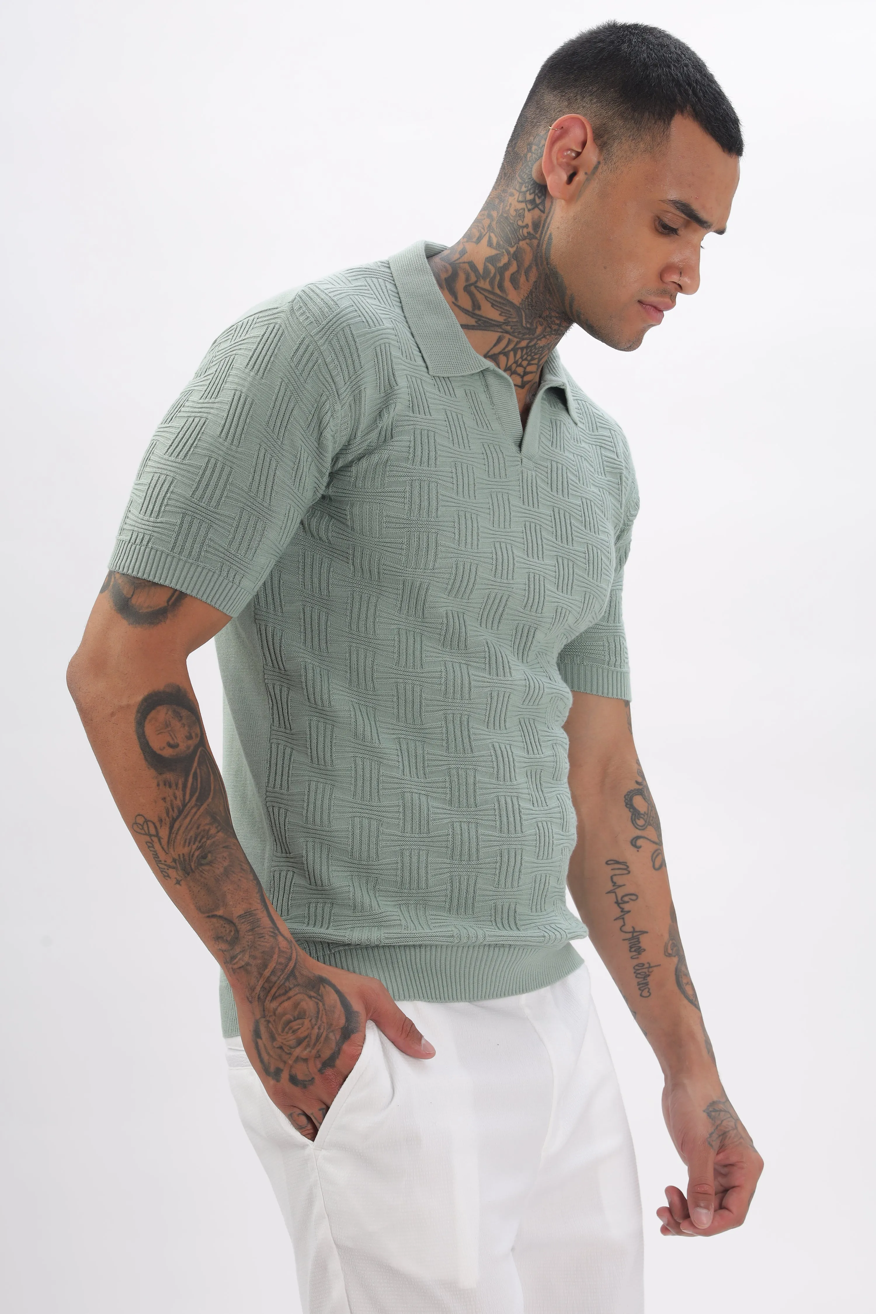 Urban Grid Polo Turqoise T-shirt