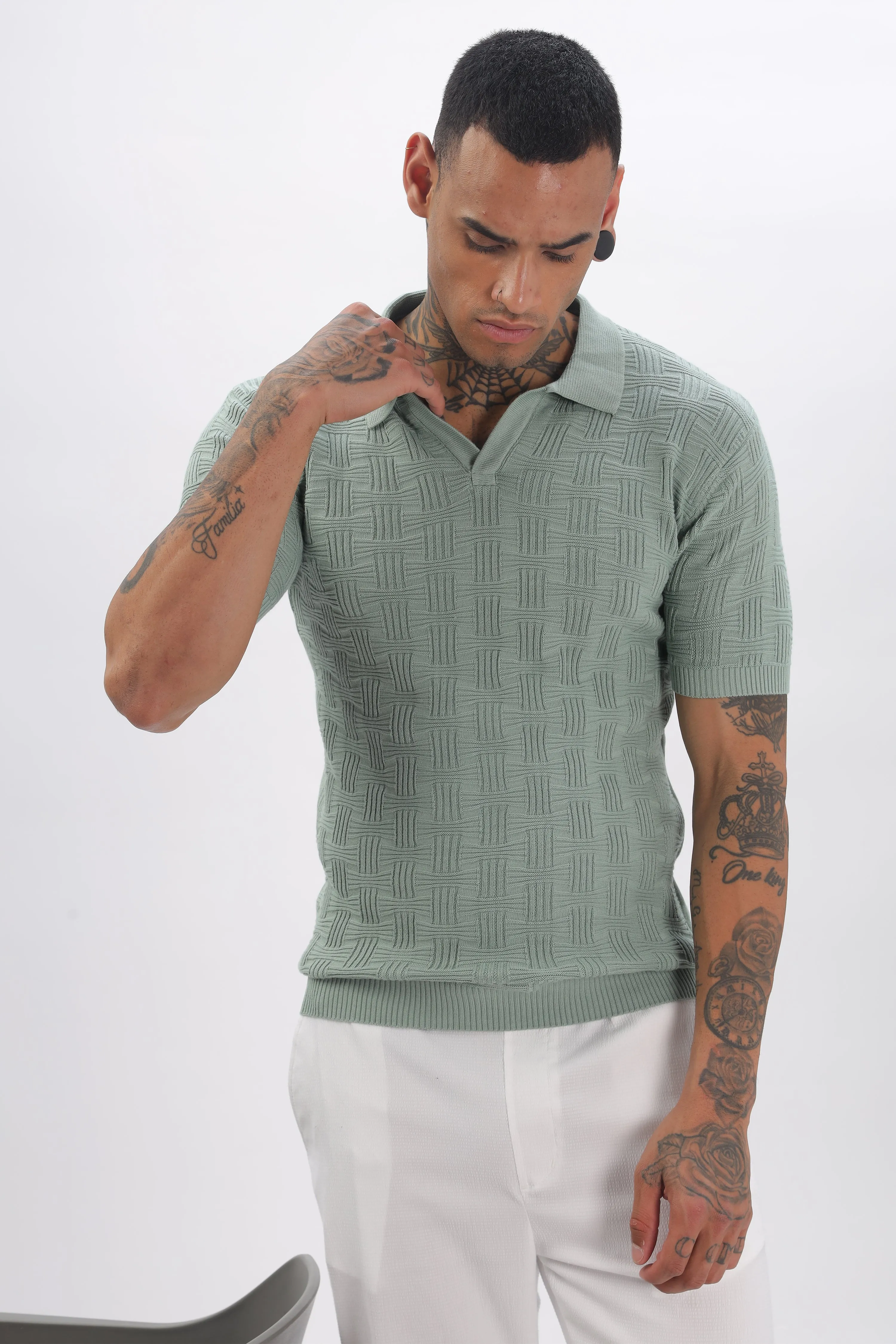 Urban Grid Polo Turqoise T-shirt