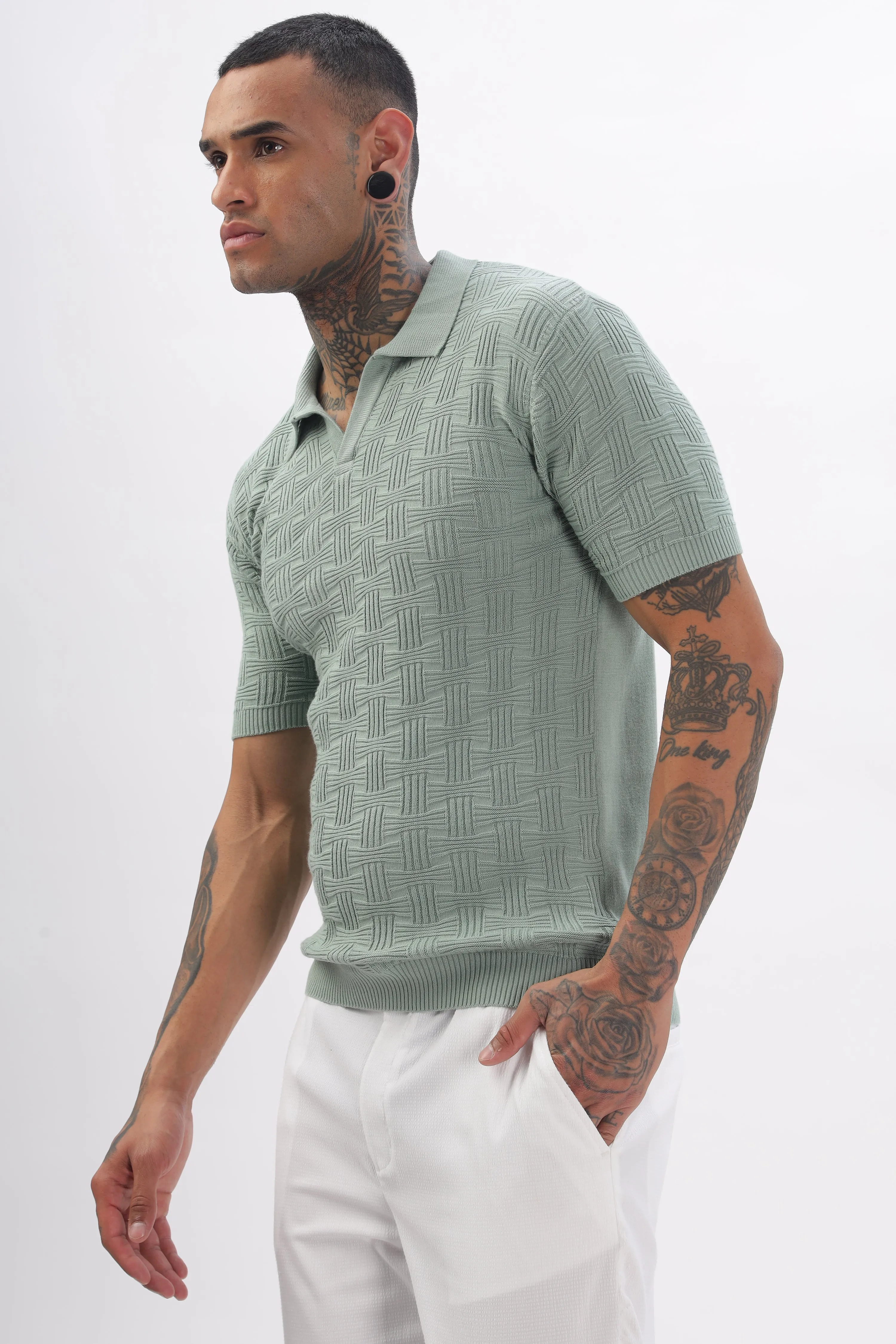 Urban Grid Polo Turqoise T-shirt