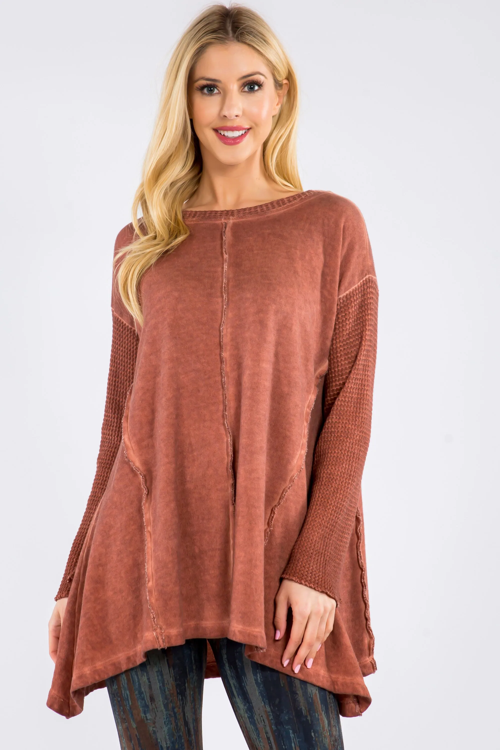 Waffle Knit Oil Washed Tunic