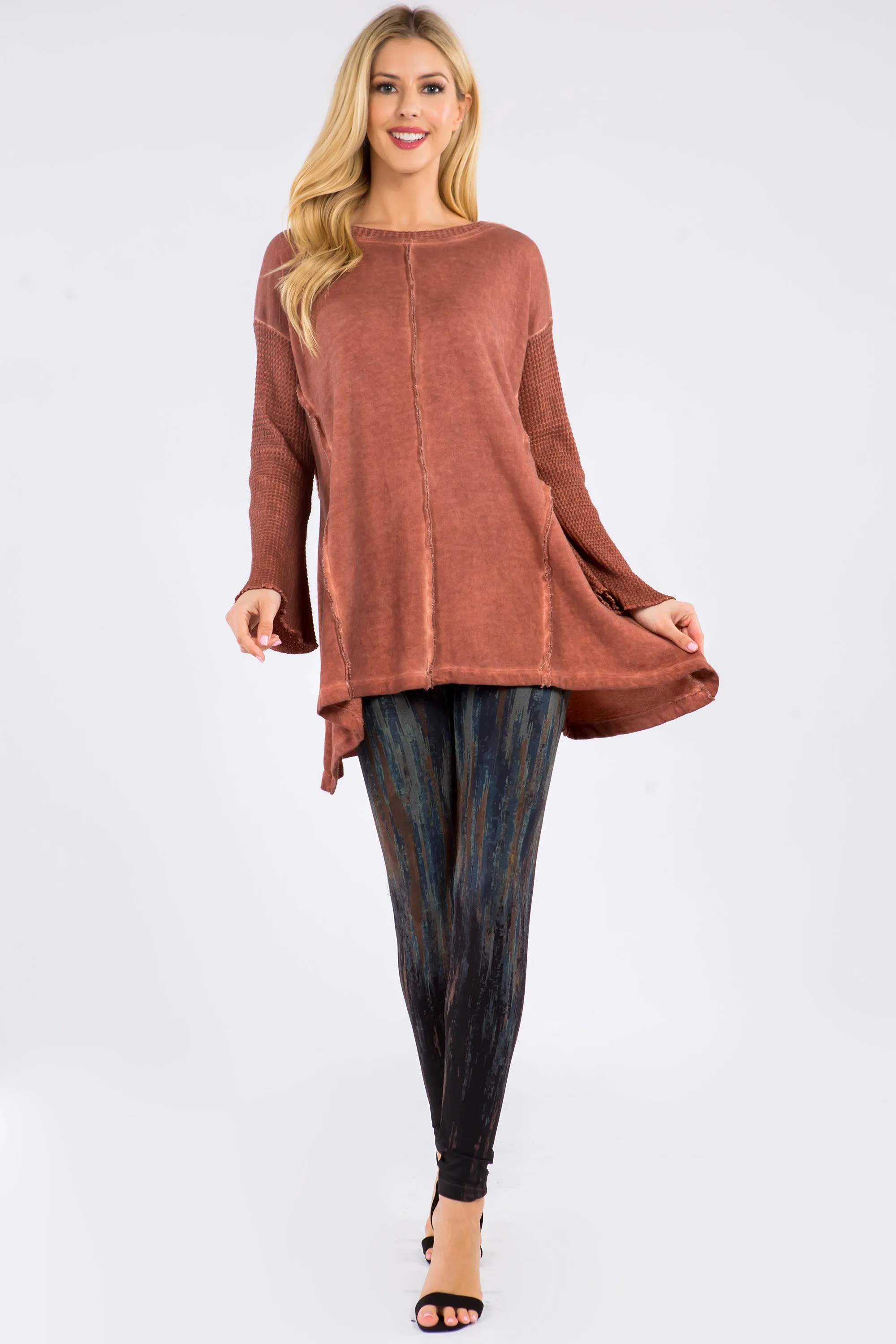 Waffle Knit Oil Washed Tunic