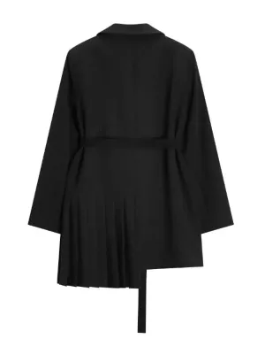 Wenkouban-Winter outfits Christmas Black Friday Irregular Length Long Black Suit Blazer with Belt